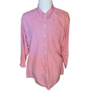 Brooks Brothers Shirt Men XXL Pink White Gingham Long Sleeve Button Down 18.5 34